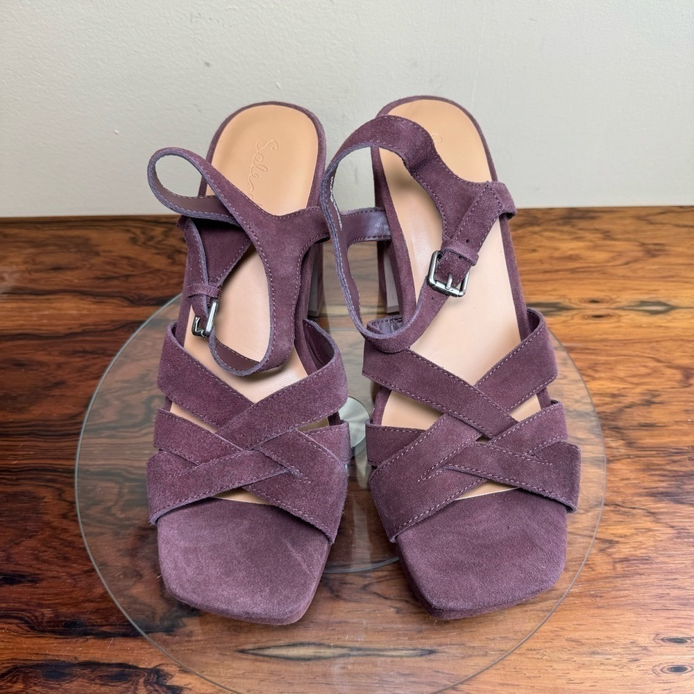 Splendid Piper Heeled Sandals Brown Burgundy Suede